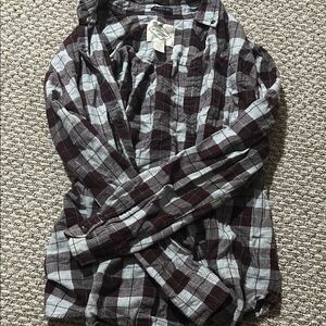 American Eagle Plaid Hoodie Shirt